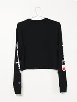 CHAMPION CROPPED LONG SLEEVE BOYFRIEND TEE - CLEARANCE