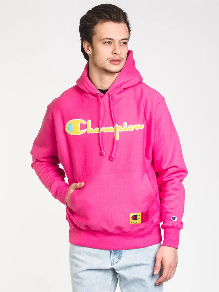 MENS REV WEAVE CHN PULLOVER HOODIE - PINK CLEARANCE