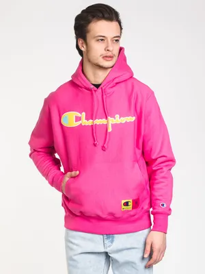 MENS REV WEAVE CHN PULLOVER HOODIE - PINK CLEARANCE