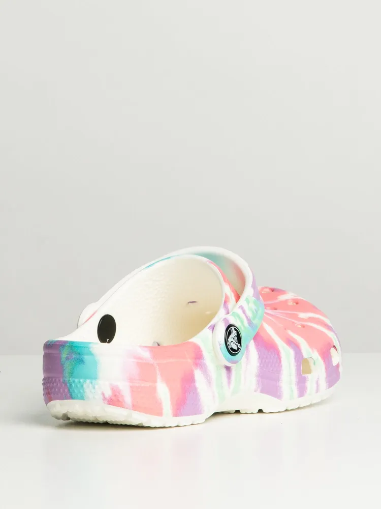 CROCS KIDS CLASSIC TIE DYE GRAPHIC CLOG - CLEARANCE