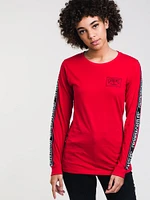 WOMENS LOGO CROOKS LONG SLEEVE T-SHIRT - RED CLEARANCE