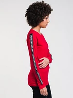 WOMENS LOGO CROOKS LONG SLEEVE T-SHIRT - RED CLEARANCE