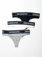 WOMENS CROOKS THONG 3PK - MULTI CLEARANCE