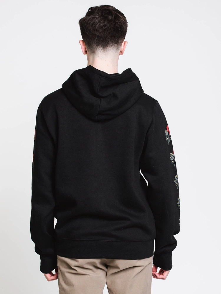 MENS ROSES BLOCK PULLOVER HOODIE - BLACK CLEARANCE