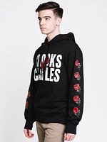 MENS ROSES BLOCK PULLOVER HOODIE - BLACK CLEARANCE