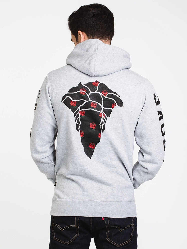 MENS FLORAL MEDUSA PULLOVER HOODIE - GREY CLEARANCE