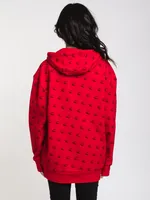 WOMENS C&C ALL OVER PRINT HOODIE FLEECE - RED CLEARANCE