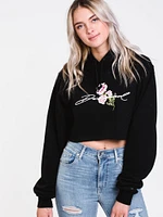 WOMENS GARDEN CROP PULLOVER HOODIE - BLK CLEARANCE