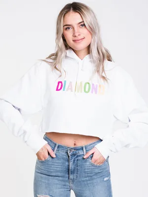 WOMENS COLOUR POP CROP PULLOVER HOODIE - CLEARANCE