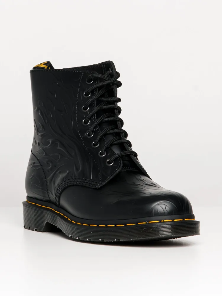 MENS DR MARTENS 1460 FLAMES SMOOTH BLACK BOOT - CLEARANCE