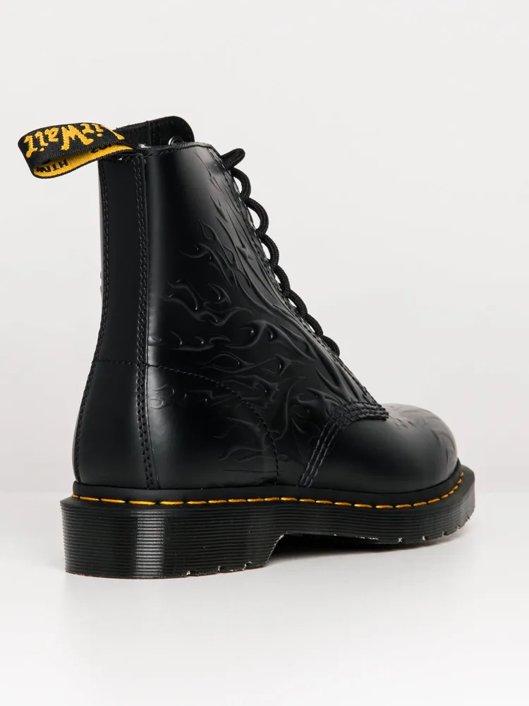 MENS DR MARTENS 1460 FLAMES SMOOTH BLACK BOOT - CLEARANCE