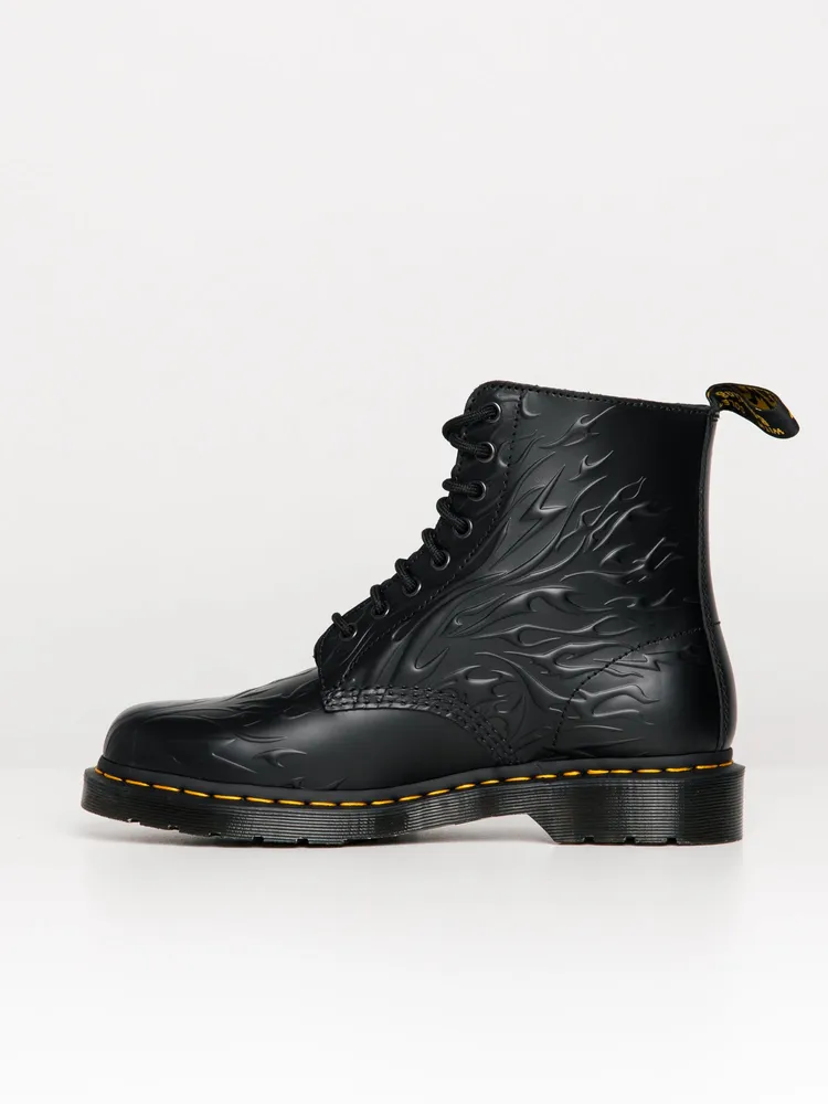 MENS DR MARTENS 1460 FLAMES SMOOTH BLACK BOOT - CLEARANCE