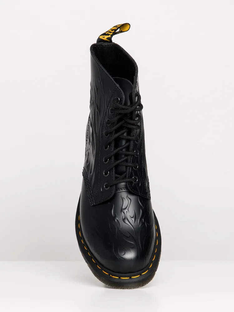 MENS DR MARTENS 1460 FLAMES SMOOTH BLACK BOOT - CLEARANCE