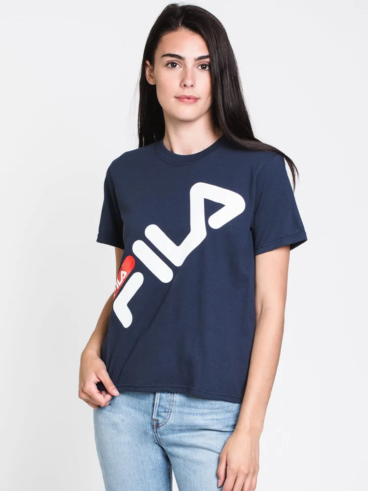 WOMENS ELIZA BOXY SHORT SLEEVE TEE - NAVY CLEARANCE