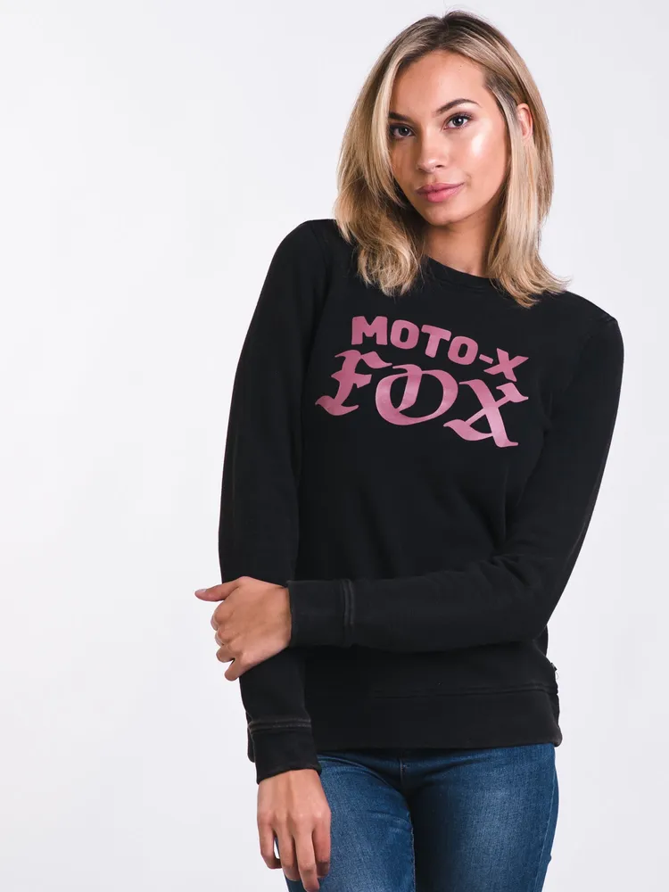 WOMENS MOTO X CREW LONG SLEEVE T-SHIRTEE - BLACK CLEARANCE