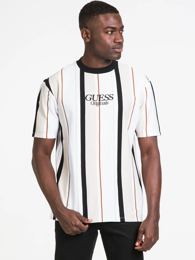 GUESS GO JAKE STRIPE LOGO T-SHIRT - CLEARANCE