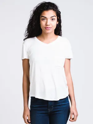 WOMENS LEANNE SOLID TEE - WHITE CLEARANCE