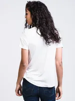 WOMENS LEANNE SOLID TEE - WHITE CLEARANCE