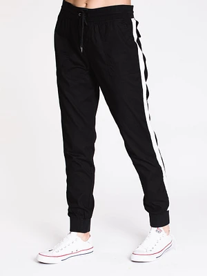 WOMENS CARGO STRIPE JOGGER - BLACK CLEARANCE