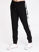 WOMENS CARGO STRIPE JOGGER - BLACK CLEARANCE