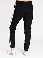 WOMENS CARGO STRIPE JOGGER - BLACK CLEARANCE