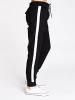 WOMENS CARGO STRIPE JOGGER - BLACK CLEARANCE