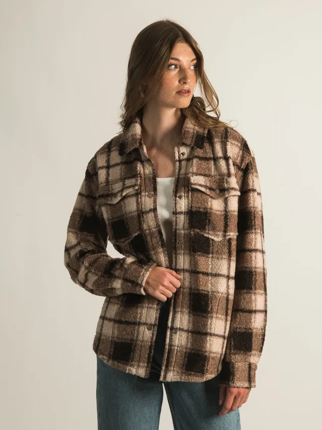 Natural Reflections Hooded Flannel Shirt Jacket for Ladies- Kombu Plaid - XXL