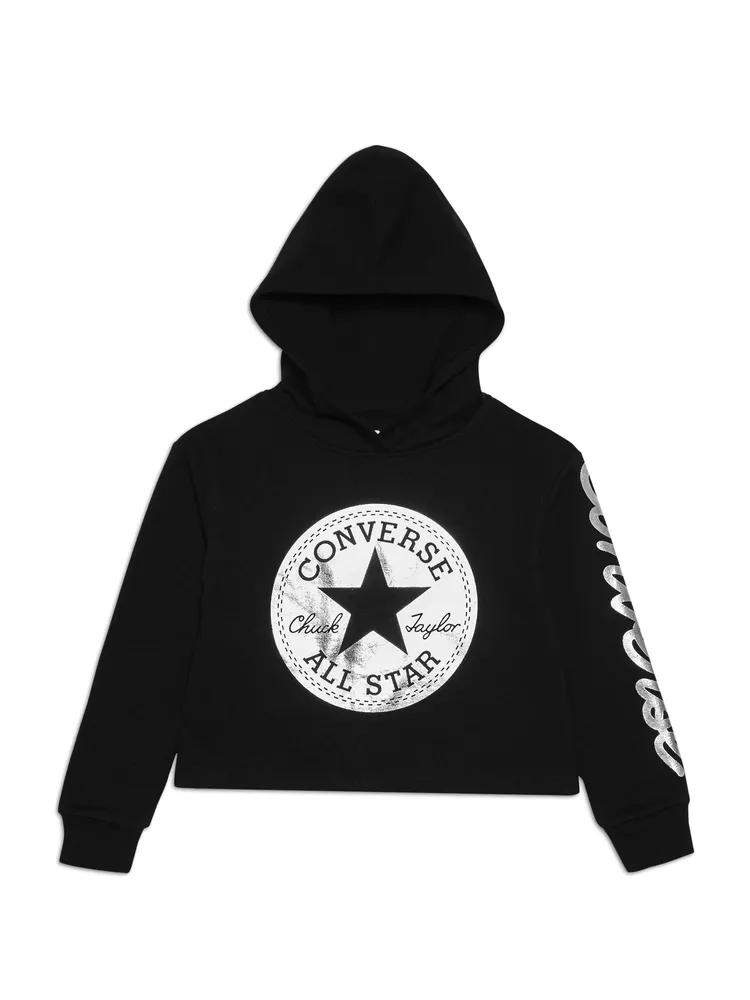 KIDS CONVERSE YOUTH GIRLS CHUCK SCRIPT CROP HOODIE