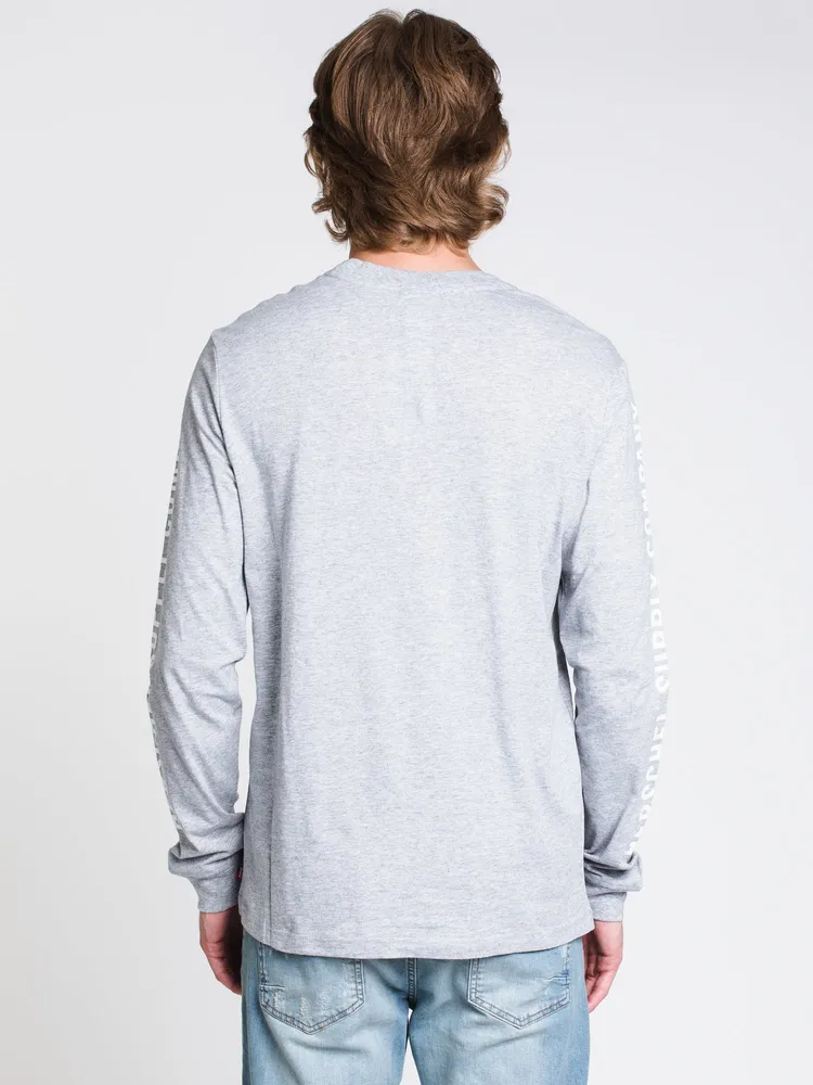 MENS SLEEVE PRINT LONG SLEEVET-SHIRT- GREY - CLEARANCE