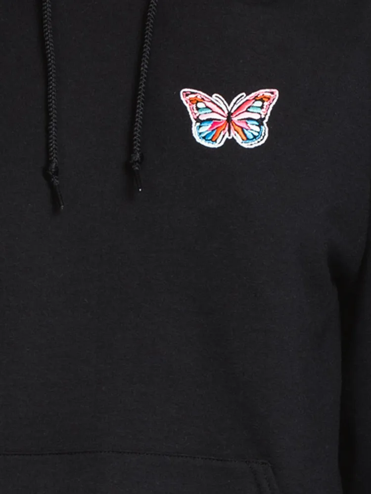 HOTLINE APPAREL UNISEX BUTTERFLY EMBROIDERED HOODIE - BLACK CLEARANC