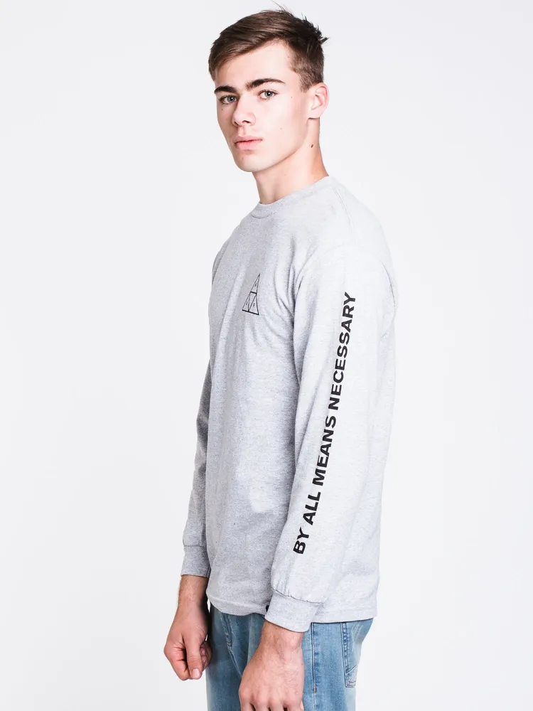 MENS ESS TT LONG SLEEVE T-SHIRT - HTHR GREY CLEARANCE