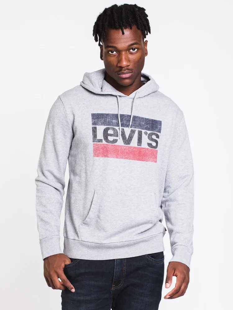 MENS SPORTSWEAR PULLOVER HOODIE- GREY - CLEARANCE