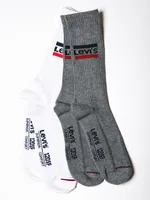 LEVIS REG CUT 2PK SOX-WHT/GRY - CLEARANCE