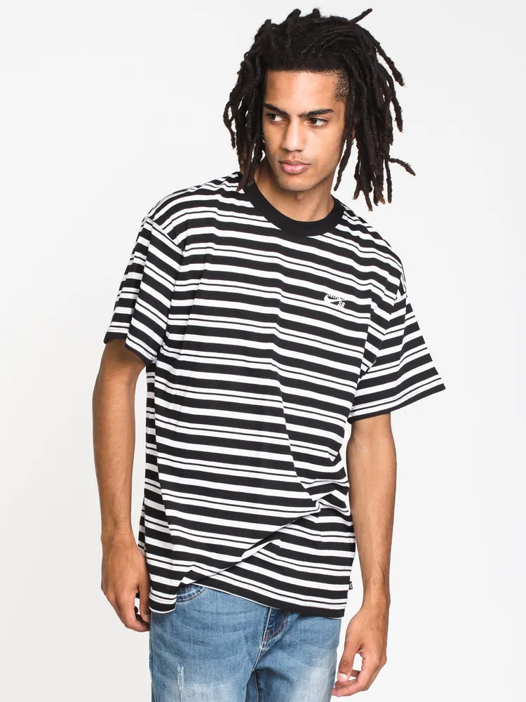 MENS SB ALL OVER PRINT STRIPE SHORT SLEEVE T-SHIRT - BLK/WHT CLEARAN