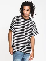 MENS SB ALL OVER PRINT STRIPE SHORT SLEEVE T-SHIRT - BLK/WHT CLEARAN