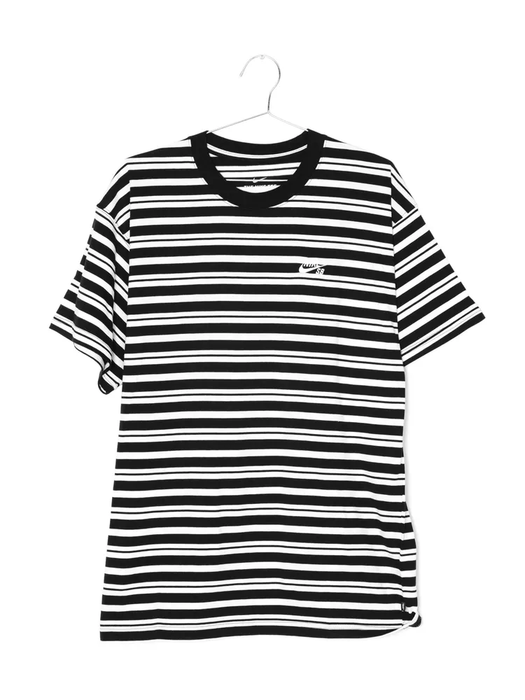 MENS SB ALL OVER PRINT STRIPE SHORT SLEEVE T-SHIRT - BLK/WHT CLEARAN