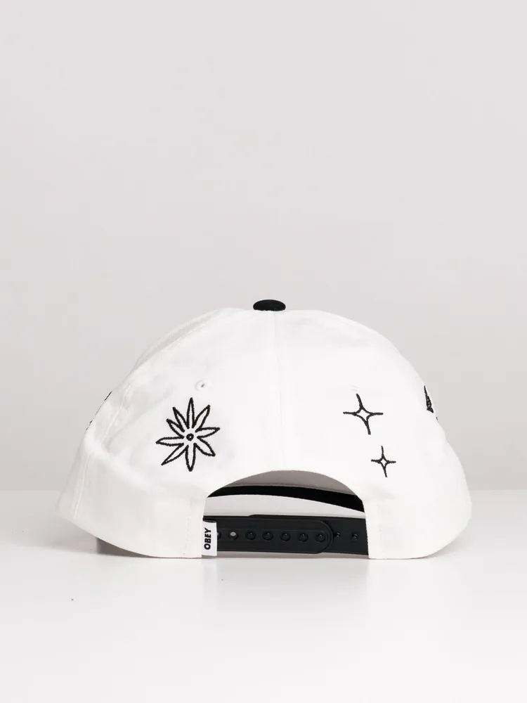 OBEY OPEN MIND SNAPBACK HAT - WHITE - CLEARANCE