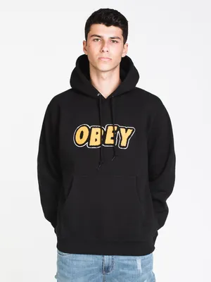 MENS JUMBLE OBEY PULLOVER HOODIE- BLACK - CLEARANCE