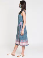 PATRONS OF PEACE MIDI FAUX WRAP DRESS - CLEARANCE