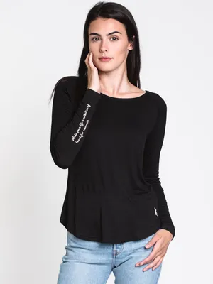 WOMENS BEAUTIFUL MOMENTS LONG SLEEVE TEE-BLK - CLEARANCE