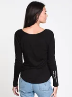 WOMENS BEAUTIFUL MOMENTS LONG SLEEVE TEE-BLK - CLEARANCE