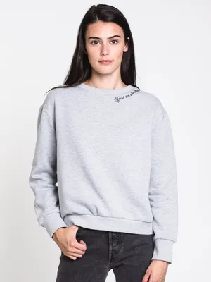 WOMENS LIFE IS CREW - HTHR GREY CLEARANCE