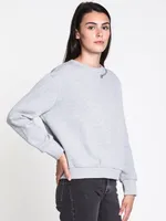 WOMENS LIFE IS CREW - HTHR GREY CLEARANCE