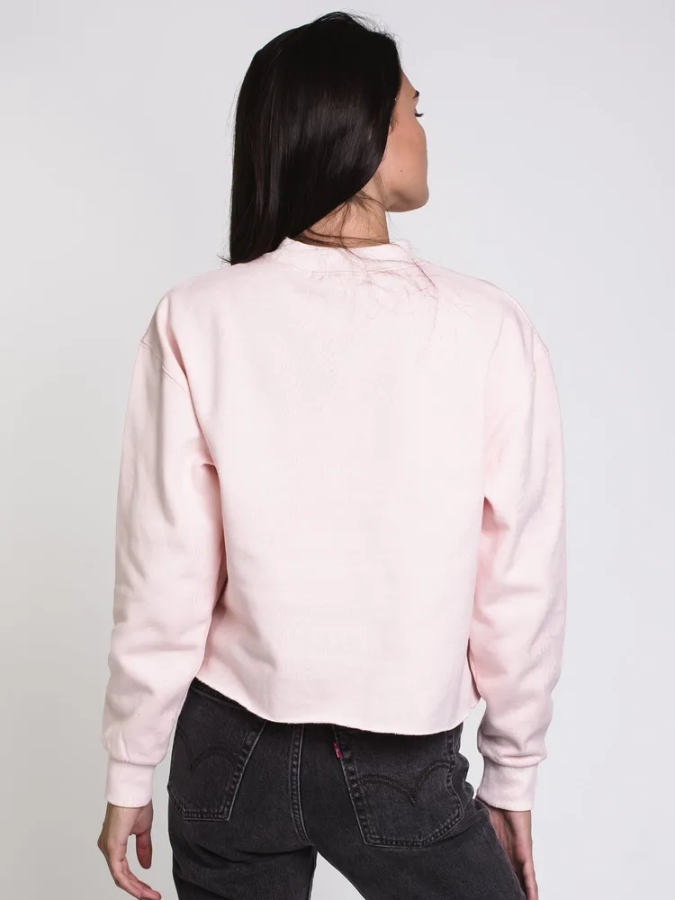 WOMENS BE YOURSELF FLEECE CREW - PINK CLEARANCE