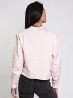 WOMENS BE YOURSELF FLEECE CREW - PINK CLEARANCE