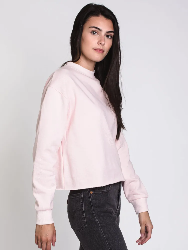 WOMENS BE YOURSELF FLEECE CREW - PINK CLEARANCE