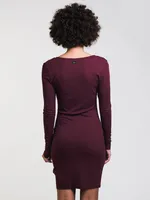 WOMENS KNOT UP DRESS - BURGUNDY CLEARANCE