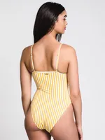 GOLDEN GIRL BELTED ONE-PIECE - W/G CLEARANCE