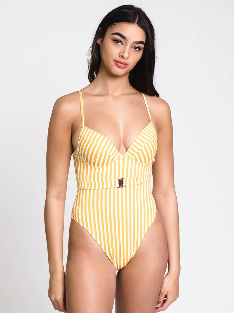 GOLDEN GIRL BELTED ONE-PIECE - W/G CLEARANCE