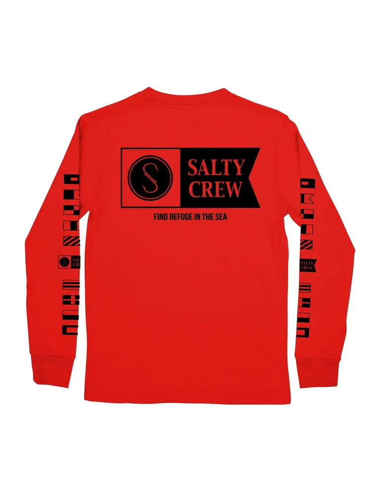 KIDS SALTY CREW YOUTH BOYS ALPHA FLAG LONG SLEEVE TEE